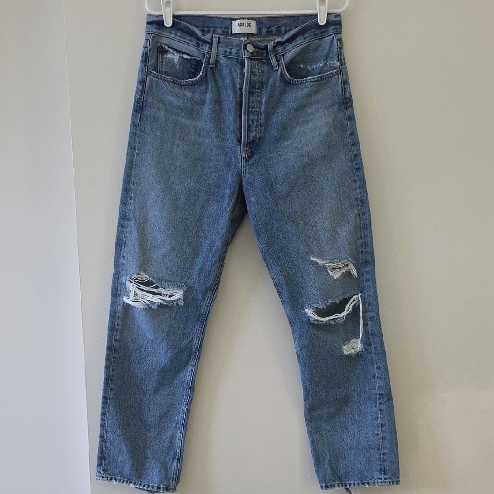 Agolde Women's Light Blue Ripped Boyfriend Jeans